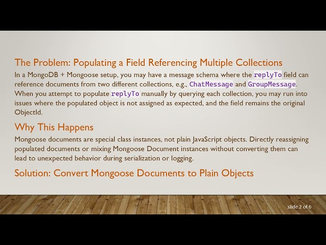 How to Populate a replyTo Field Referencing Multiple Mongoose Collections