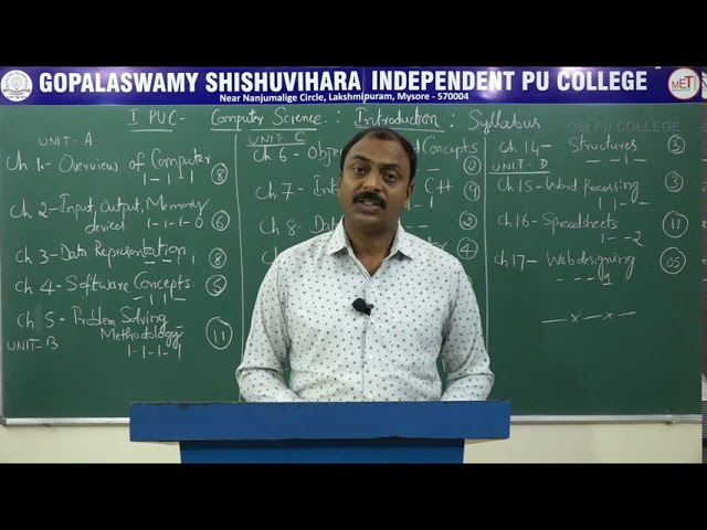 COMPUTER SCIENCE | 1st PUC | INTRODUCTION TO SYLLABUS