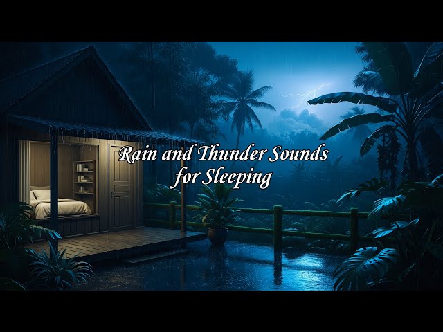 Rain with Gentle Echo Thunder Guide Fast Sleep in a Tropical Forest Hideout 🌧️