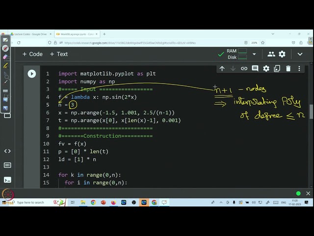 Week 9 : Lecture 43 : Polynomial Interpolation: Implementation of Lagrange Form as Python Code