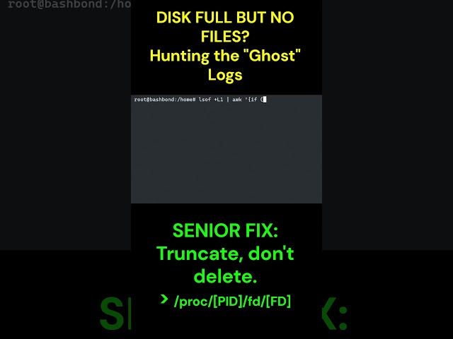 Why rm Doesn't Free Disk Space (The Linux Ghost File Mystery) #linux #devops #server #performance