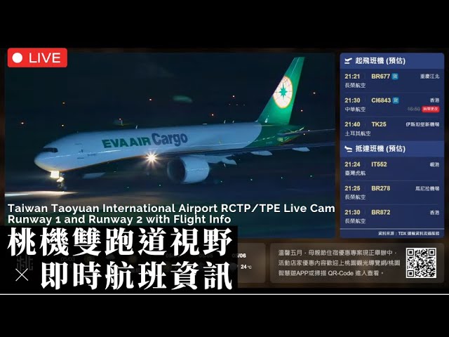 【2K】Taiwan Taoyuan International Airport (TPE/RCTP)｜Dual View with Flight Info｜桃園國際機場｜凱悅酒店｜動態資訊頻道