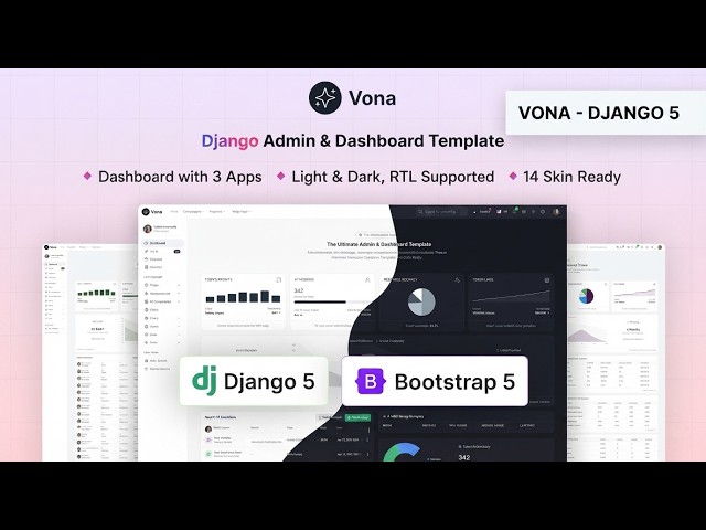 Admin Templates Showcase: Vona – Django 5 Minimal Admin & Dashboard Template