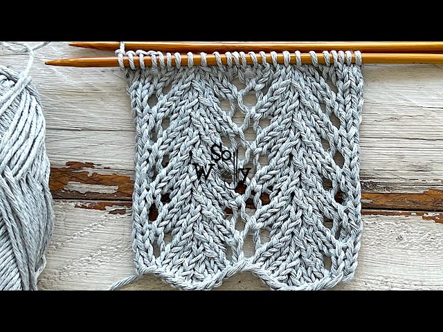 How to knit the Fern Lace stitch pattern (4 rows only, ideal for a rectangular shawl!) - So Woolly