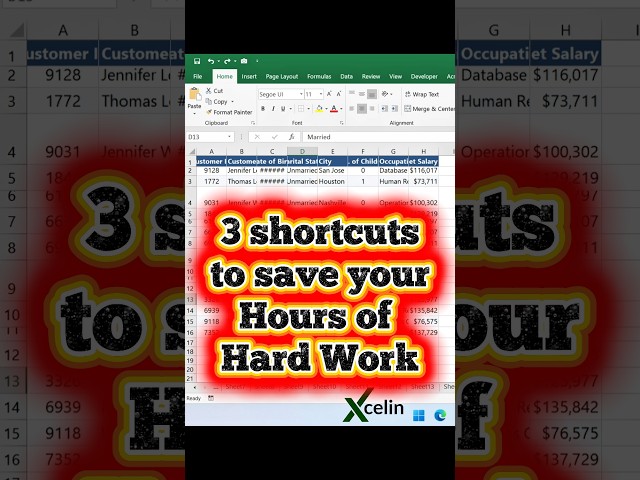 3 Magical Excel Shortcuts to save hours of hard work #xcelin #excel #exceltips #exceltricks #shorts