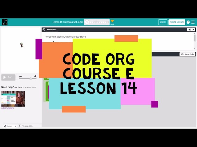 Code.org Course E Lesson 14 Functions with Artist - Express Course Lesson 24 - Code Org Lesson 14