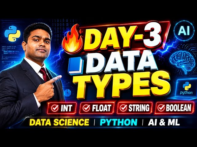 📘 Day-3 | Data Types in Python Explained with Examples | Data Science Tutorial #Shorts