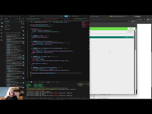 ThreeJS and Angular Space And Time Application - Video 532: Still working unit tests.