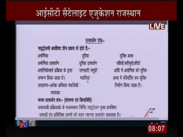 Rajasthan ICT Satellite Education Science 10th “Excretory System” 6 Apr 2020-21 Lecture-75