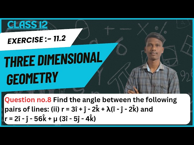 Find the angle between the following pairs of lines: (ii) r=3î+ĵ-2k̂+λ(î-ĵ-2k̂) and r=2î-ĵ-56k