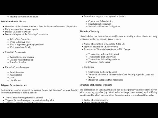 Valuing Distressed Debt Course