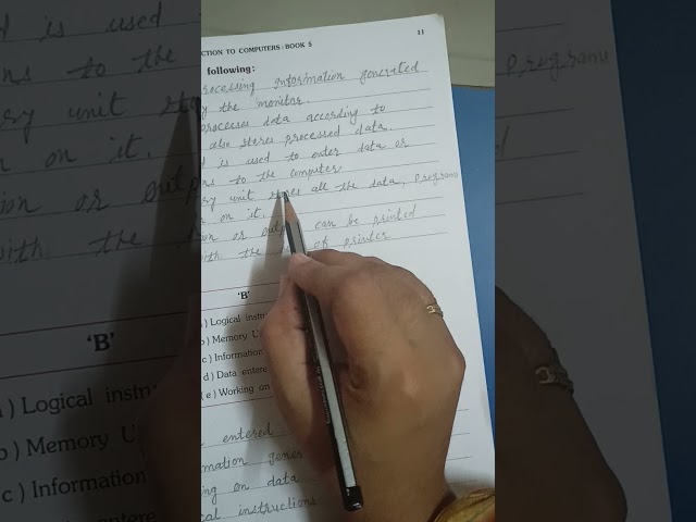 Std-5th Sub-Computer Topic-Ch.1 function and parts of computer (exercise part-2)