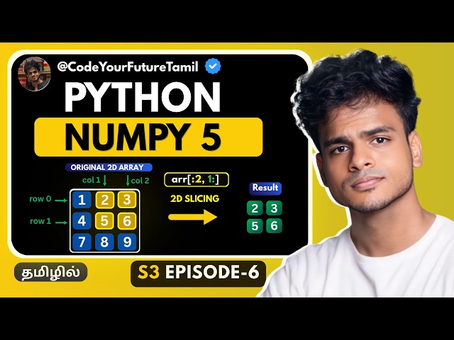 NumPy 2D Slicing Explained in Tamil  | Python Tamil | S3 E06