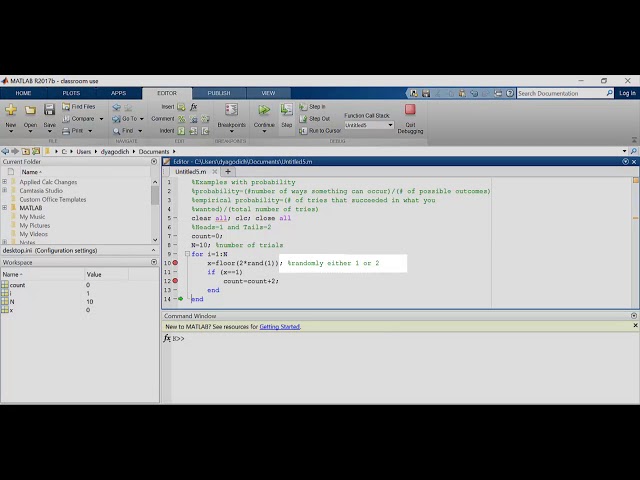 Debugging in MATLAB