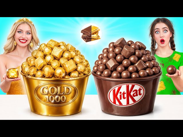 Desafío De Comida Real vs. De Comida Chocolate Rico vs Pobre | Fantástica Batalla En La Cocina
