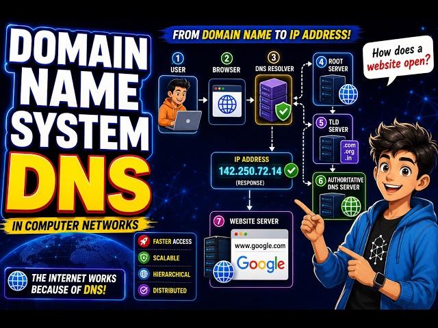 Lecture 26# Domain Name System (DNS) Explained Step by Step | Computer Networks