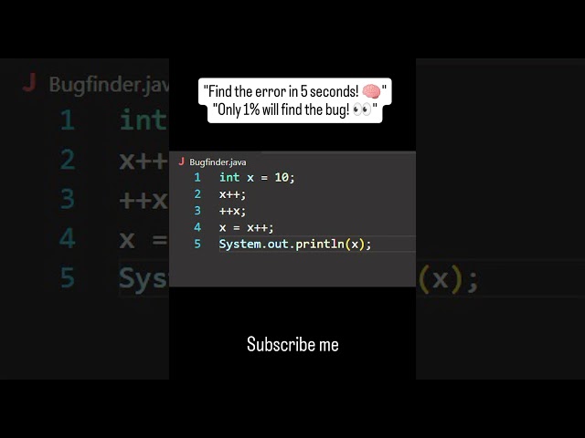 code 🐞  Can you find the bug? 🤔  Comment below 👇  #CodarJava | Java shorts that test your brain 🧠💥