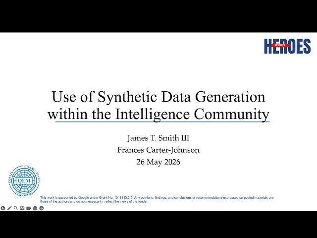 Use of Synthetic Data Generation within the Intelligence Community