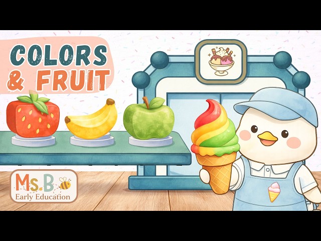Learn Colors & Fruits with Ice Cream 🍦🌈🍓 | First Words for Toddlers | English ESL Learning Video