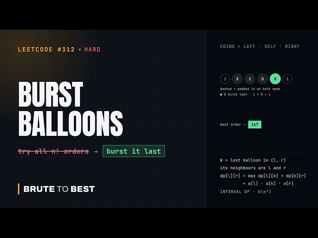 LeetCode #312: Burst Balloons, Interval DP by Choosing the Last Balloon