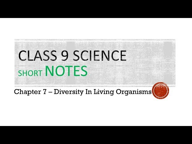 Class 9 Science short Notes Chapter 7 - Diversity in Loving Organisms