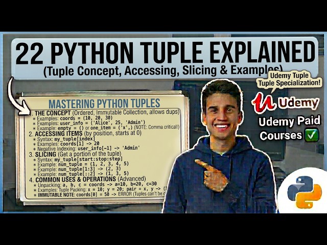 22 Python Tuple Explained | Tuples in Python for Beginners Python Tuple Tutorial Udemy Paid Courses✅