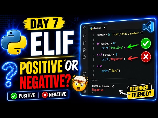 Day 7 of Learning Python | Positive, Negative or Zero Checker 🚀 | Elif Explained