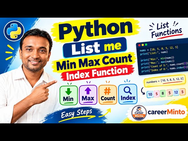 Max vs min vs count vs index function | complete python course in hindi @CodeWithHarry @Deepaktech39
