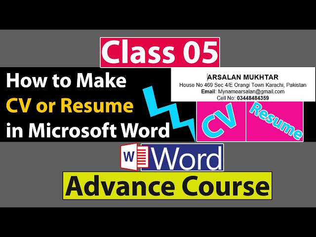 How to Make CV / Resume in Microsoft Word in Urdu - Class No 05