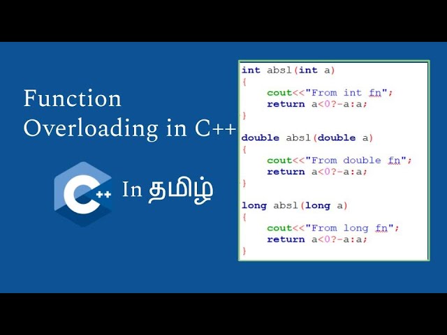 Function Overloading in C++ (Tamil) | C++ in Tamil | Logic First Tamil