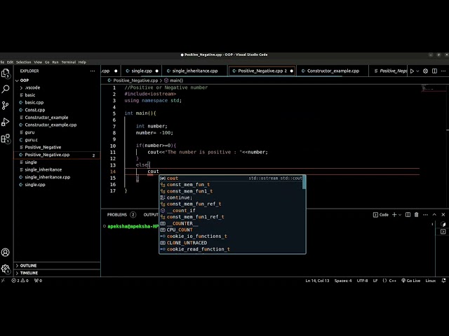 Basic Positive or Negative Number program in C++  #codewithapeksha @CodeWithHarry @code
