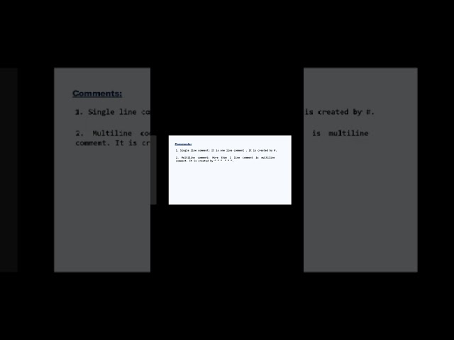 DISN Class 11 CS Comments in python