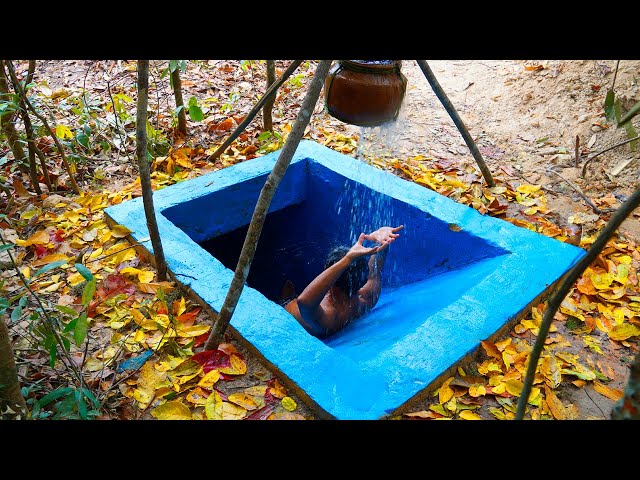 90Days Building Underground House with Swimming Pool And Decoration Underground Room