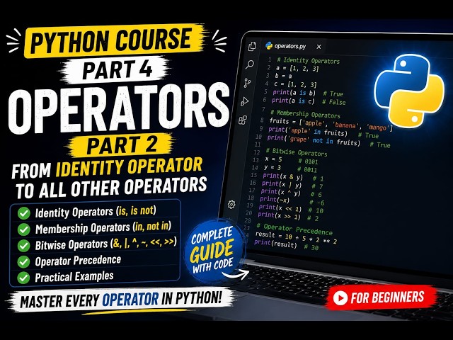 Python Complete Course for Beginners – Part 4 | Operators in Python Part 2
