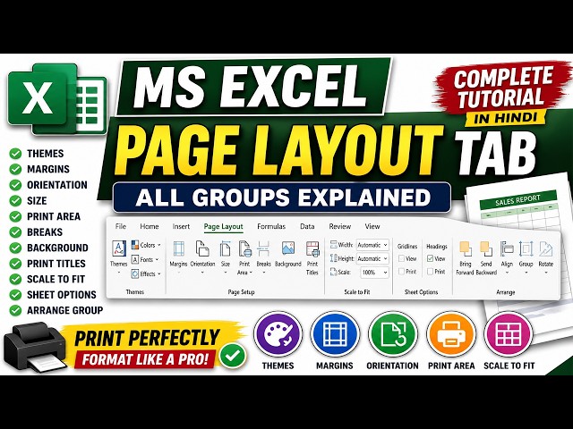 MS Excel Page Layout Tab Full Tutorial | Complete Guide for Beginners