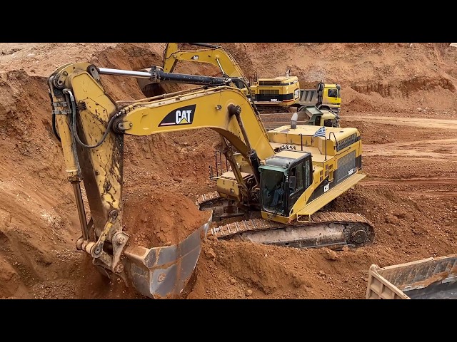 Two Caterpillar 365C Excavators Working Side By Side On The Mine!