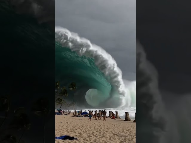 IMPACTANTE SIMULACIÓN DE TSUNAMI EN UNA PLAYA! 🌊😱 | ¿Qué harías en esta situación?