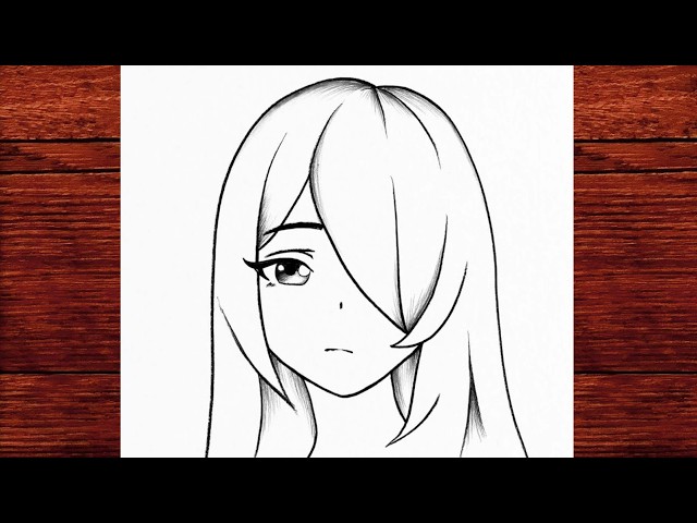 Half Face Anime Drawing Easy ✨ Step by Step Anime Girl Sketch