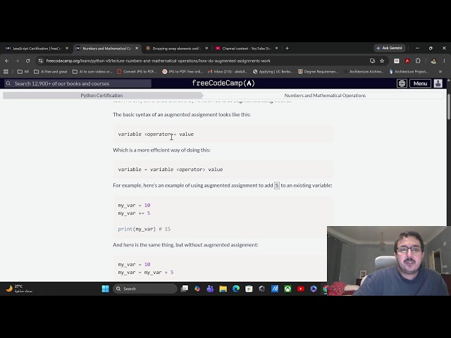 py on freecodecamp -  Numbers and Mathematical Operations