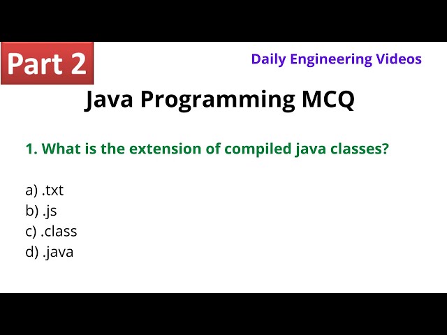 Part-2 Java Programming MCQ | Java mcq questions and answers