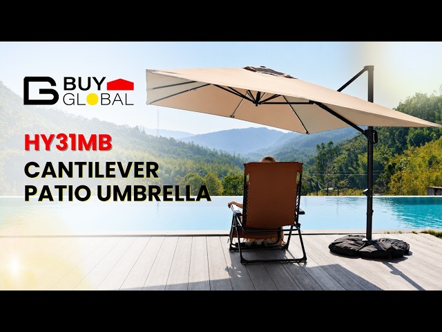 Cantilever Patio Umbrella with Base Included | HY31MB Cantilever Patio Umbrella - Buyglobal