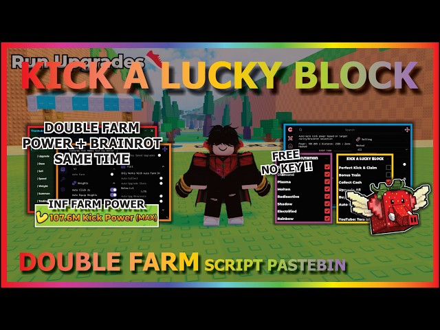 KICK A LUCKY BLOCK Script Pastebin 2026 AUTO FARM, DOUBLE FARM, ROLL MUTATION, GODMODE (NO KEY) 💪🍀