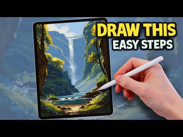 Paint a Hidden Waterfall Paradise 🌿 | Relaxing Procreate Landscape Tutorial