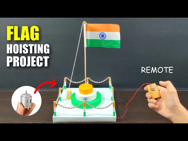 Flag Hoisting Working Model Using Cardboard and DC Motor|| Flag Hoisting Project 