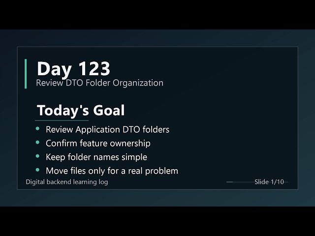 Day 123 - Review DTO Folder Organization | ASP.NET Core Clean Architecture