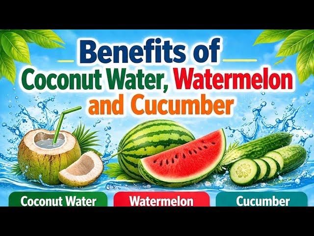 Top 3 Water  Fruits Benefits 💧 Stay Cool in Summer।Coconut Water Watermelon Cucumber Benefits