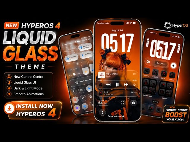 HYPEROS 4 Liquid Glass Theme 🔥 New Control Center on Xiaomi | Install Now