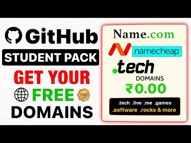 Get Your FREE Domains in 2026 | Name.com, Namecheap And .Tech Domains | Free GitHub Student Pack