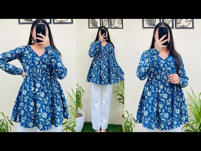 Styles Summer Top / Short Frock design/Aliya Cut kurti / Top cutting and stitching 