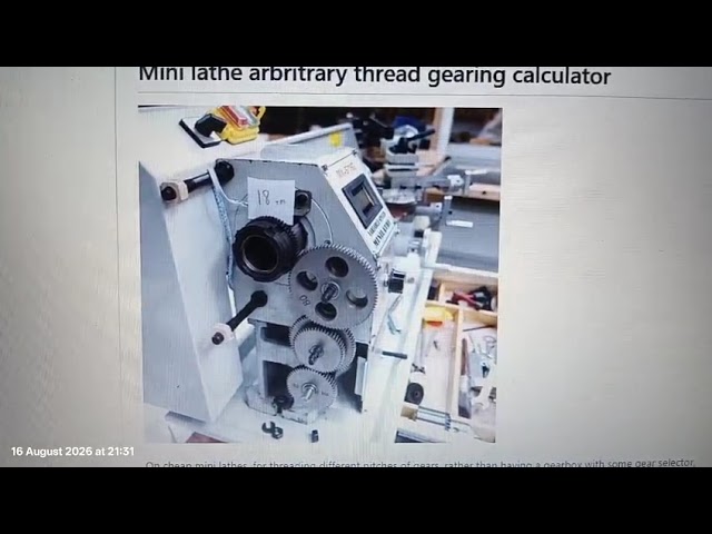 Mini lathe arbritrary thread gearing calculator